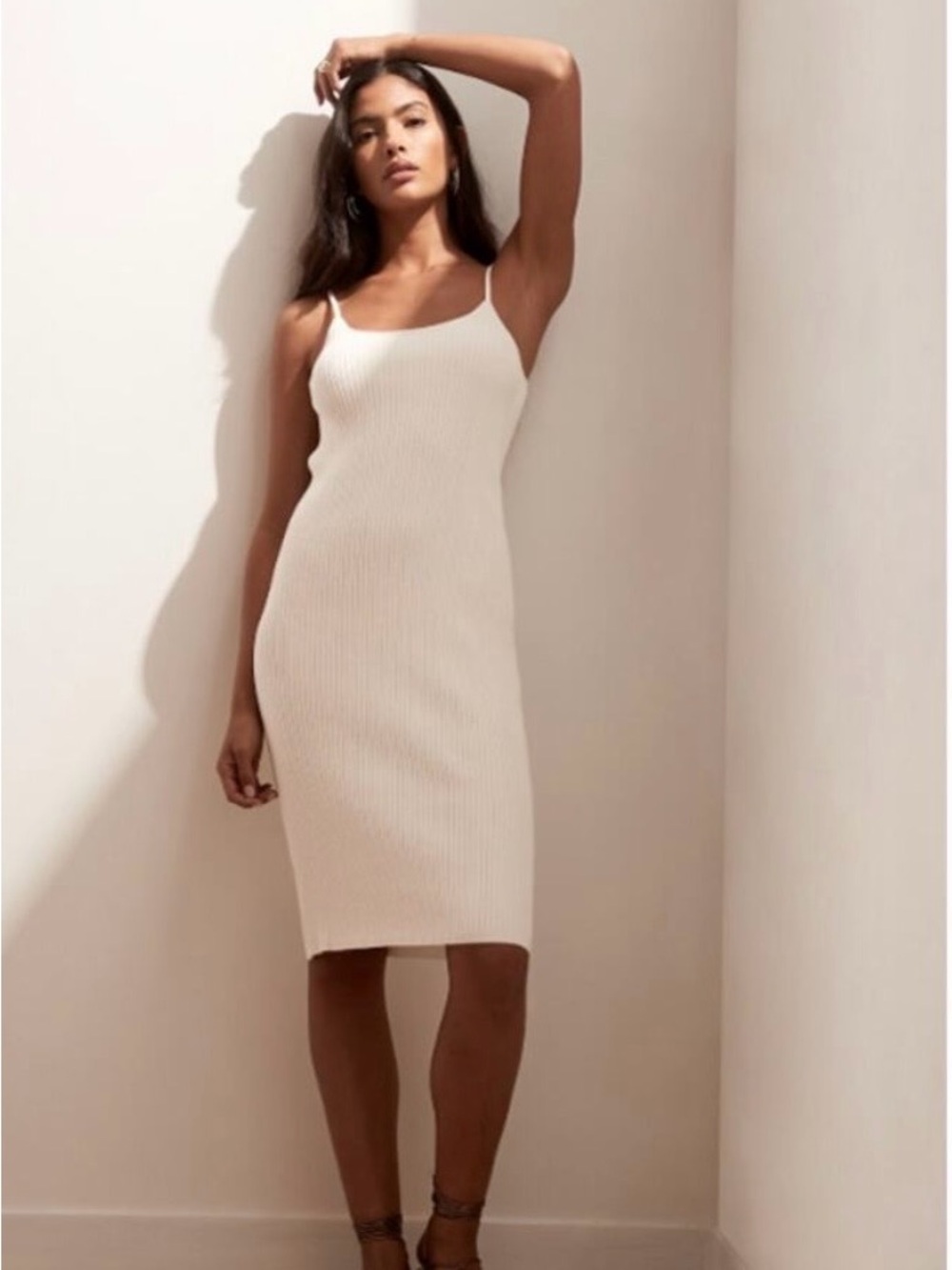 Banana Republic Tank Sweater Dress Cream Size Small ribbed bodycon